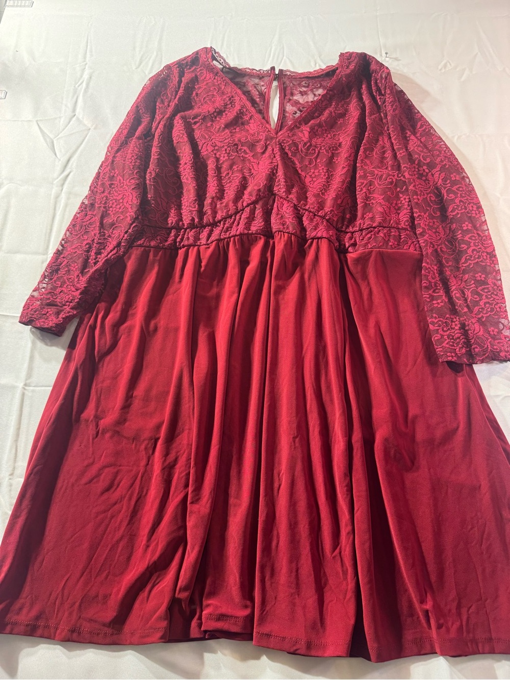 torrid 3 Wine Lace-Trim V-Neck Dress
